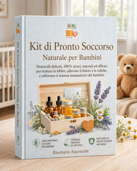 Kit di pronto soccorso naturale per bambini: protocolli delicati, sicuri al 100%, naturali ed efficaci per trattare la febbre, alleviare dolori e coliche e rafforzare il sistema immunitario dei bambini.